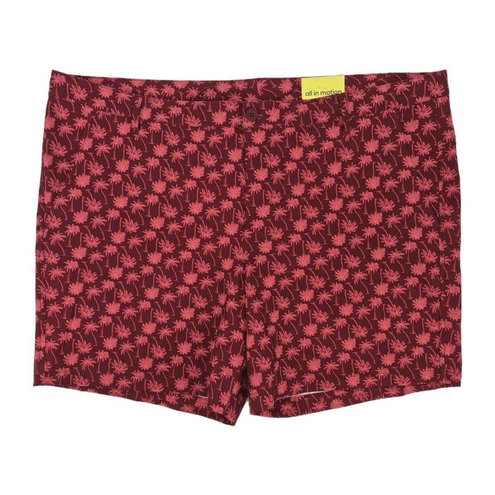 NWT All in Motion Men'sโ Hybrid Resort Red Tropical Palm Tree Shorts XXL